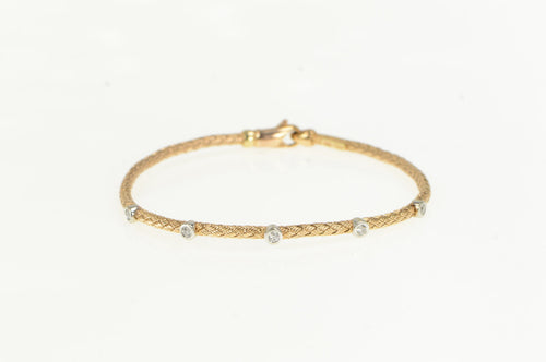 14K Two Tone Diamond Woven Mesh Chain Bracelet 6.75