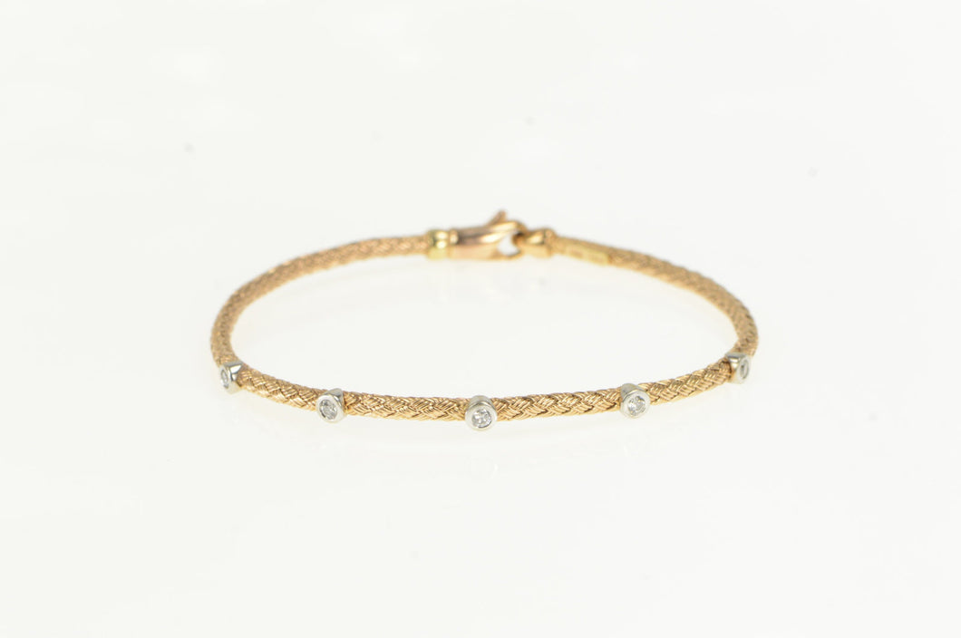 14K Two Tone Diamond Woven Mesh Chain Bracelet 6.75