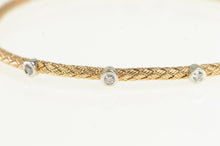 Load image into Gallery viewer, 14K Two Tone Diamond Woven Mesh Chain Bracelet 6.75&quot; Rose Gold