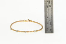 Load image into Gallery viewer, 14K Two Tone Diamond Woven Mesh Chain Bracelet 6.75&quot; Rose Gold