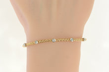 Load image into Gallery viewer, 14K Two Tone Diamond Woven Mesh Chain Bracelet 6.75&quot; Rose Gold