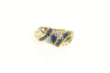 Load image into Gallery viewer, 14K Marquise Sapphire Diamond Bypass Vintage Ring Yellow Gold
