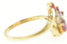 Load image into Gallery viewer, 14K Natural Ruby Diamond Fanned Cluster Bypass Ring Yellow Gold