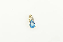 Load image into Gallery viewer, 10K Pear Blue Topaz Diamond Accent Vintage Pendant Yellow Gold