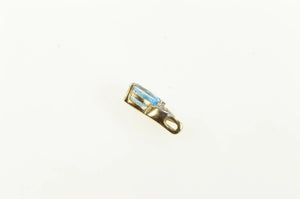 10K Pear Blue Topaz Diamond Accent Vintage Pendant Yellow Gold