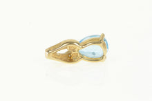 Load image into Gallery viewer, 10K Pear Blue Topaz Diamond Accent Vintage Pendant Yellow Gold