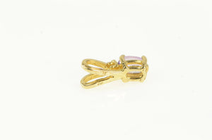 14K Amethyst Diamond Accent Oval Simple Pendant Yellow Gold