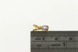 14K Amethyst Diamond Accent Oval Simple Pendant Yellow Gold