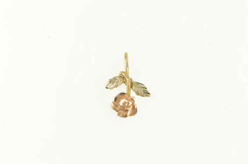 14K Tri Tone Rose Flower Black Hills Nature Motif Charm/Pendant Yellow Gold