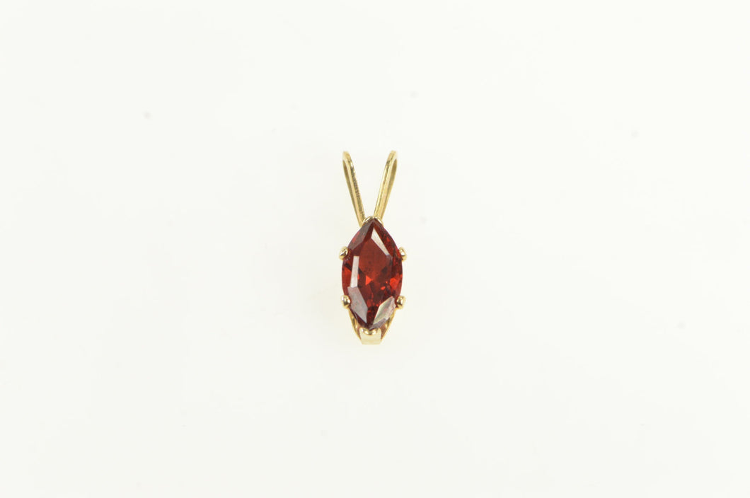 14K Marquise Garnet Solitaire Vintage Simple Charm/Pendant Yellow Gold