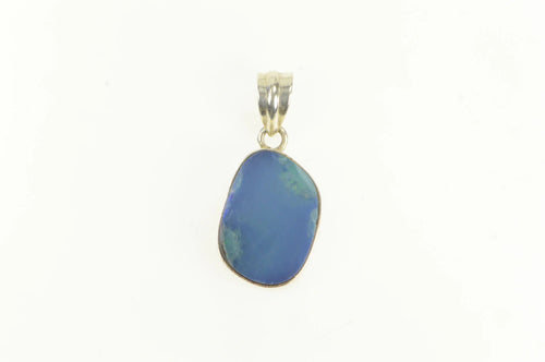 Sterling Silver Oval Natural Opal Inset Bezel Southwestern Pendant