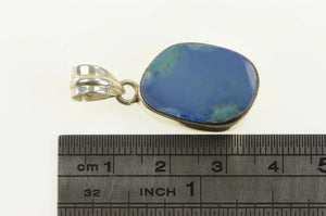 Sterling Silver Oval Natural Opal Inset Bezel Southwestern Pendant