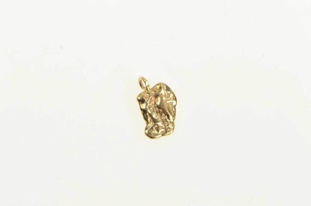 14K Textured Nugget Raw Cluster Abstract Charm/Pendant Yellow Gold