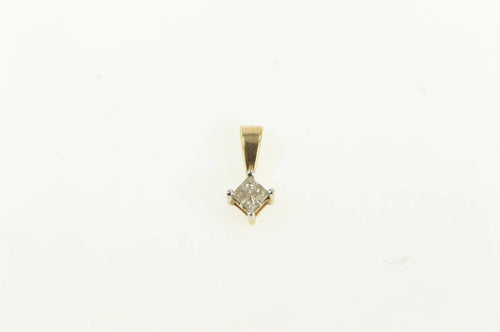 10K Princess Diamond Invisible Set Square Pendant Yellow Gold