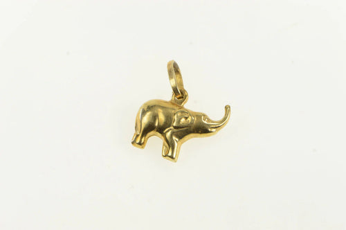 14K Puffy Elephant Animal Strength Courage Symbol Charm/Pendant Yellow Gold