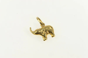 14K Puffy Elephant Animal Strength Courage Symbol Charm/Pendant Yellow Gold