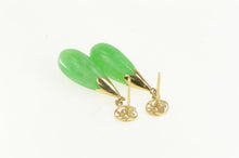 Load image into Gallery viewer, 14K Retro Jade Tear Drop Chinese Character Dangle Earrings Yellow Gold