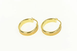 18K Textured 25mm Wide Squared Hollow Hoop Earrings Yellow Gold