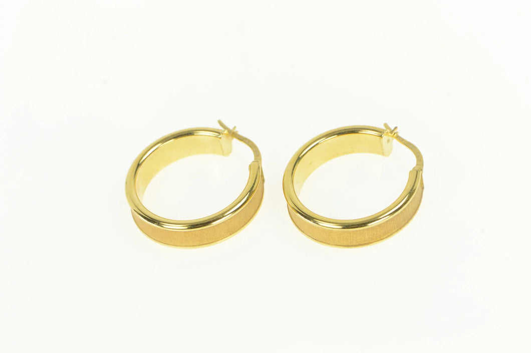 18K Textured 25mm Wide Squared Hollow Hoop Earrings Yellow Gold