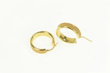 Load image into Gallery viewer, 18K Textured 25mm Wide Squared Hollow Hoop Earrings Yellow Gold