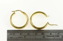Load image into Gallery viewer, 18K Textured 25mm Wide Squared Hollow Hoop Earrings Yellow Gold