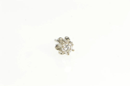 14K 1950's 0.17 Ct Diamond Solitaire Single Stud Earring Yellow Gold