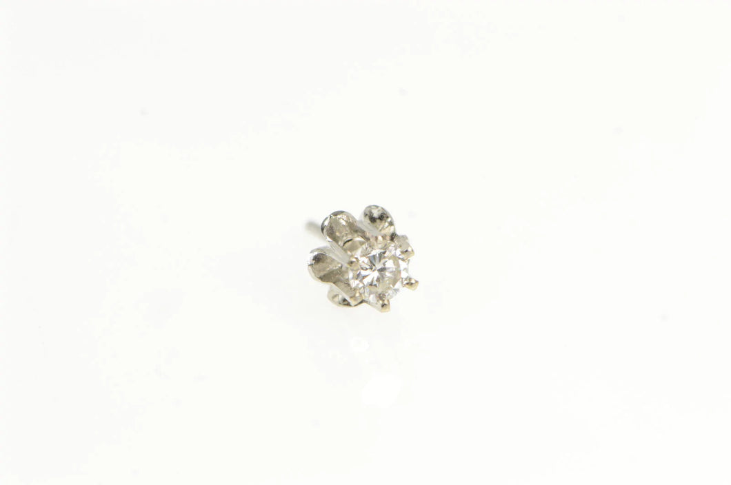 14K 1950's 0.17 Ct Diamond Solitaire Single Stud Earring Yellow Gold