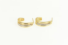 Load image into Gallery viewer, 14K Diamond Classic Semi Hoop Vintage Statement Earrings Yellow Gold