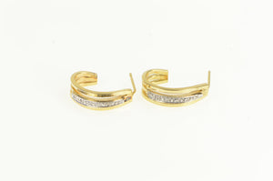 14K Diamond Classic Semi Hoop Vintage Statement Earrings Yellow Gold