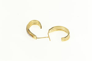 14K Diamond Classic Semi Hoop Vintage Statement Earrings Yellow Gold