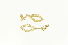 Load image into Gallery viewer, 14K Ornate Diamond Cut Filigree Tear Drop Dangle Earrings Yellow Gold