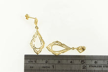 Load image into Gallery viewer, 14K Ornate Diamond Cut Filigree Tear Drop Dangle Earrings Yellow Gold