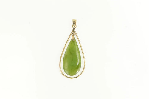 14K Neprhite Tear Drop Dangle Retro Statement Pendant Yellow Gold