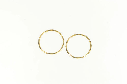 14K 19.2mm Diamond Cut Vintage Seamless Hoop Earrings Yellow Gold
