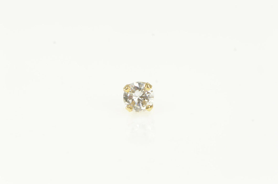 14K 0.21 Ct Diamond Round Solitaire Vintage Single Earring Yellow Gold