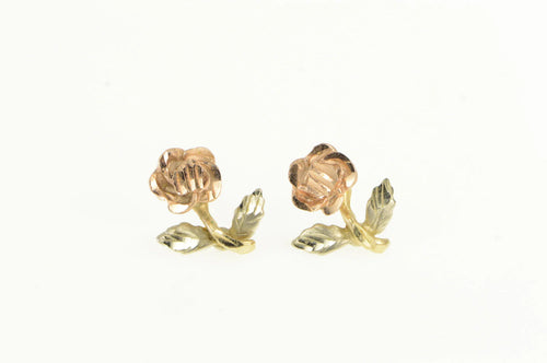 14K Tri Tone Rose Flower Black Hills Nature Motif Pendant Yellow Gold