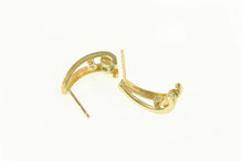 Load image into Gallery viewer, 14K Retro Diamond Emerald Split Curved Hoop Earrings Yellow Gold