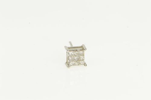 10K Princess Invisible Set Diamond Single Stud Earring White Gold