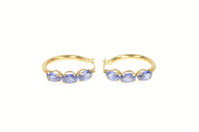 Load image into Gallery viewer, 10K Tanzanite Oval Vintage Statement Hoop Earrings Yellow Gold