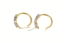 Load image into Gallery viewer, 10K Tanzanite Oval Vintage Statement Hoop Earrings Yellow Gold