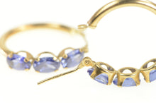Load image into Gallery viewer, 10K Tanzanite Oval Vintage Statement Hoop Earrings Yellow Gold