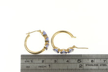 Load image into Gallery viewer, 10K Tanzanite Oval Vintage Statement Hoop Earrings Yellow Gold