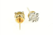 Load image into Gallery viewer, 10K 1940&#39;s Two Tone Diamond Solitaire Stud Earrings Yellow Gold
