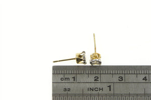 10K 1940's Two Tone Diamond Solitaire Stud Earrings Yellow Gold