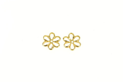 14K Flower Daisy Nature Motif Stud Enhancer Earring Jackets Yellow Gold