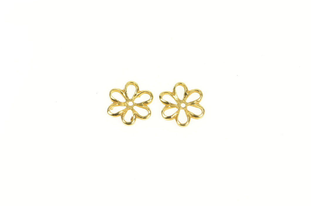 14K Flower Daisy Nature Motif Stud Enhancer Earring Jackets Yellow Gold