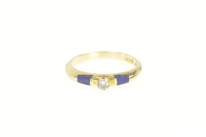 14K LaCroix Diamond Lapis Lazuli Engagement Ring Yellow Gold