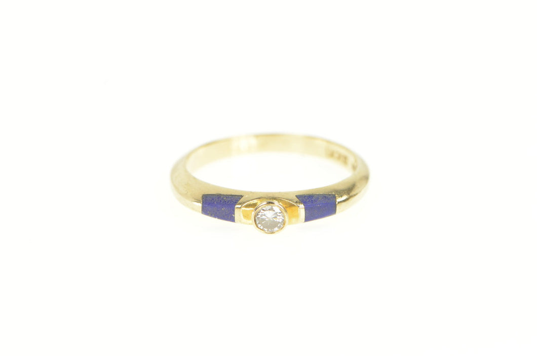 14K LaCroix Diamond Lapis Lazuli Engagement Ring Yellow Gold