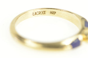 14K LaCroix Diamond Lapis Lazuli Engagement Ring Yellow Gold