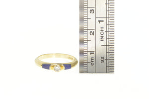 14K LaCroix Diamond Lapis Lazuli Engagement Ring Yellow Gold